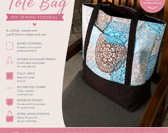Sew a Stylish Tote Bag! Large Travel + Gym Bag Pattern (PDF Tutorial)