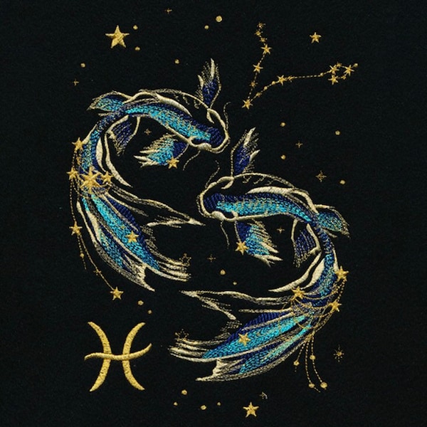 Zodiac Constellations - Pisces Embroidered towel.