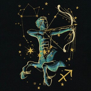 Zodiac Constellations - Sagittarius Embroidered towel.