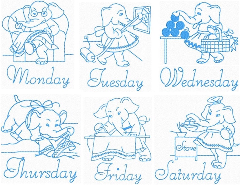 Embroidered Elephant Kitchen Towels. Embroidery Tea Towel Etsy