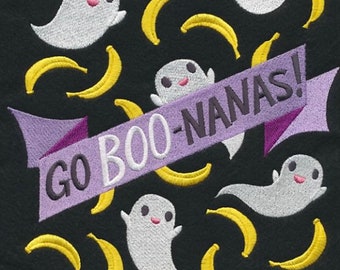 Go Boo Nanas Embroidered ghost themed towel.