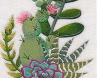 Southwest Stylish Succulent Embroidered Waffle Kitchen Towel. Cactus, flowers. Cactus lover, kitchen decor. Blooming cactus prickly pear.
