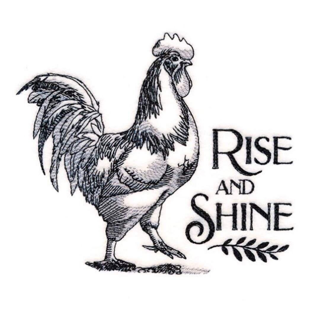 Rise and Shine Rooster Embroidered Towel, Tea Towel. - Etsy
