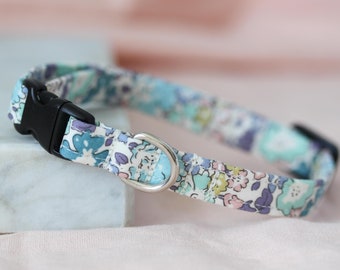 Dog Puppy Collar Floral Liberty lilac and mint spring