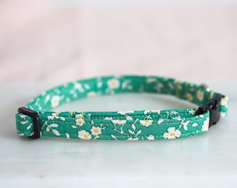 Floral Liberty Cat Collar, Green, White and Yellow Floral