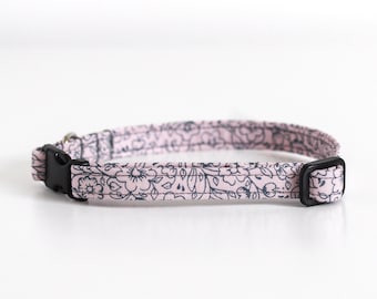 Liberty Pink Floral Cat Collar, Liberty of London Fabric