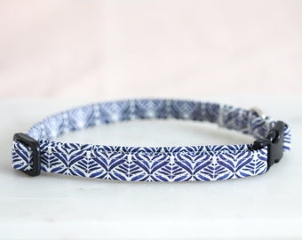 Blaues Muster Katzenhalsband, Liberty of London Geometrischer Stoff