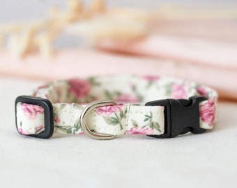 Dog / Puppy Collar Floral Pink and Cream - Lottie