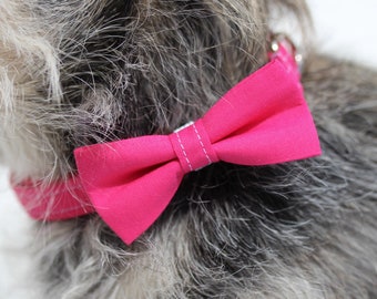 Bright Pink Dog or Cat Bow Tie - Slide on