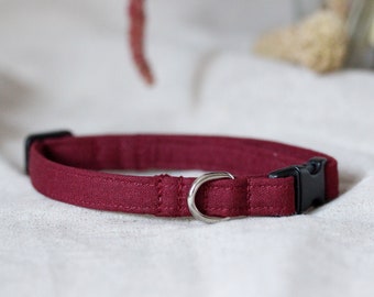 Small Dog, Puppy Collar,  Maroon Red, comfortable fabric collar