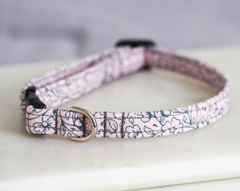 Floral Liberty Dog & Puppy Collar, Pale Pink Floral Pattern