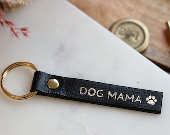 Dog Mama leather keyring, gift for dog lover