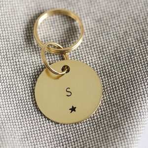 Initial Dog ID Tag Personalised with initial Star Handstamped Brass Pet Tag image 4
