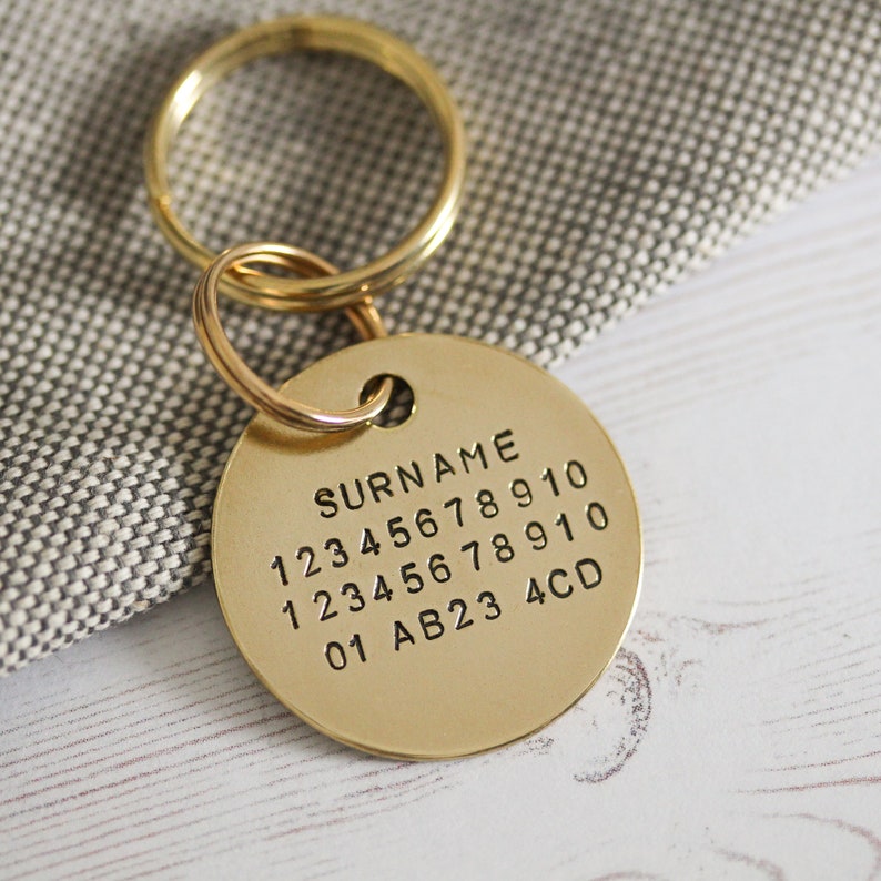 Initial Dog ID Tag Personalised with initial Star Handstamped Brass Pet Tag image 5