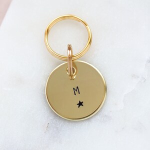Initial Dog ID Tag Personalised with initial Star Handstamped Brass Pet Tag image 2