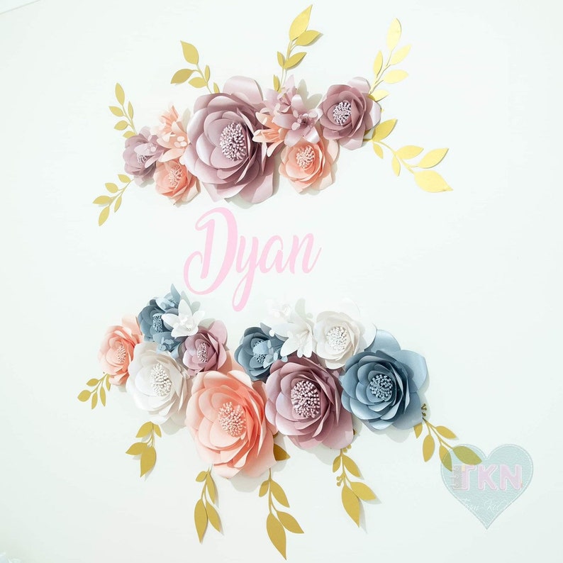 Garden Rose 23-Piece Pink Paperflower Backdrop Nursery Decor Wall Paperflower Girl/'s Room Decor