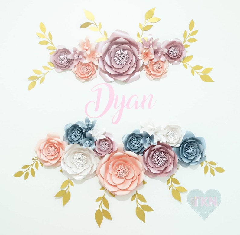 Garden Rose 23-Piece Pink Paperflower Backdrop Nursery Decor Wall Paperflower Girl/'s Room Decor