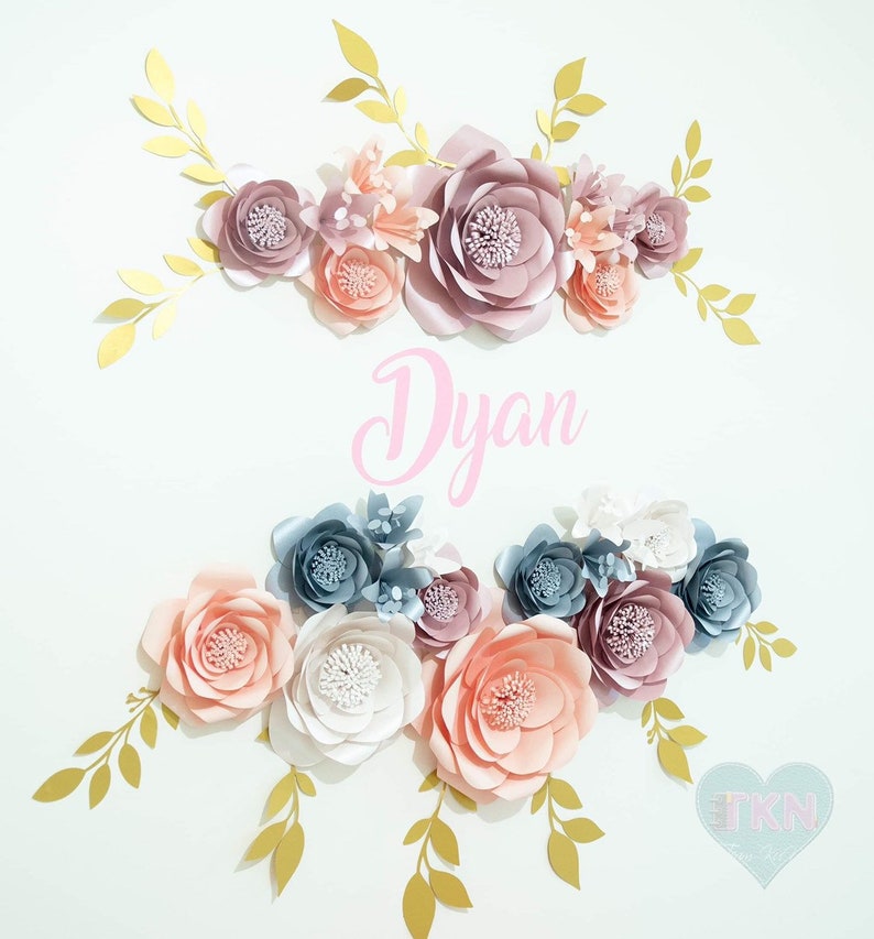 Garden Rose 23-Piece Pink Paperflower Backdrop Nursery Decor Wall Paperflower Girl/'s Room Decor