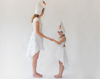 Mommy and me swans costumes - Set of girl costume and adult costume | Halloween costume