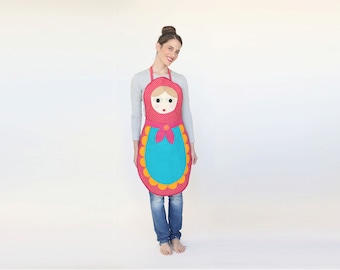 Nesting doll apron, matryoshka apron, women apron