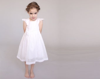 Flower girl dress, Rustic style dress, Special occasion girl dress,  party dress , Christmas dress, White party dress, Modest dress,