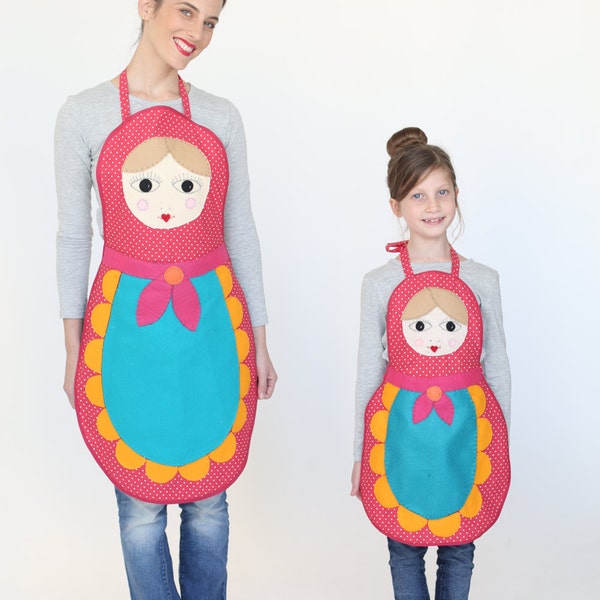 Matching  Nesting Doll Aprons for mother and daughter