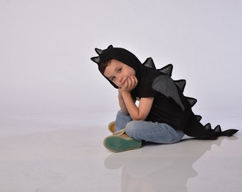 Dragon costume, Black dragon costume with silver wings, Toddler Dinosaur costume