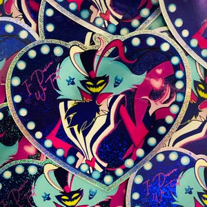 Helluva Boss Asmodeus Ozzie Glitter Heart Sticker | Weatherproof Vinyl Decal