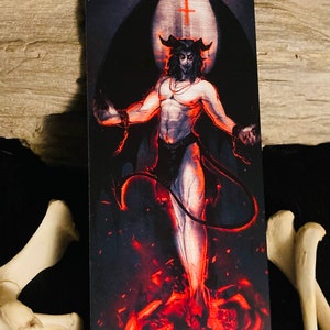 Talk to the Devil | Holographic Metal Bookmark | Dark Occult, Horror, Demon, Hell Themed Gift for Book Lovers and Dark Academia Bibliophiles