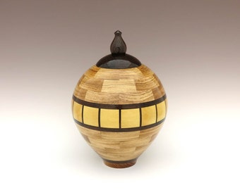 Adult Wood Cremation Urn - Human Urn / Segmented Urn / Memorial Urn / Hand Turned - 175ci - Item: SU18B-zw-yh-we - FREE DOMESTIC SHIPPING