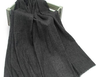 Charcoal Grey Plain Colour Pure Cashmere Scarf Grey Cashmere Shawl Cashmere Gift by Kuati Mayfair