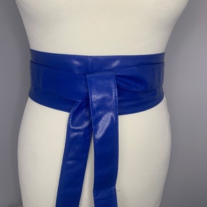 Wide Belt Royal Blue Belt Corset Belt Wrap Around Obi Belt Faux Leather Vegan Leather Belt Fashion belt Unique belt By Kuati Mayfair