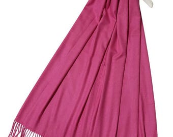 Fuchsia Pink Cashmere Viscose Blend Pashmina Scarf Shawl Personalised by Kuati Mayfair