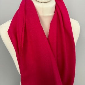 Watermelon Pink Plain Colour Pure Cashmere Scarf Plain Pink Cashmere Shawl Pink Cashmere Wrap by Kuati Mayfair