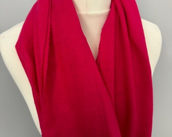 Watermelon Pink Plain Colour Pure Cashmere Scarf Plain Pink Cashmere Shawl Pink Cashmere Wrap by Kuati Mayfair