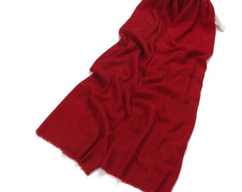 Red Plain Colour Pure Cashmere Scarf Red Cashmere Shawl Red Cashmere Wrap by Kuati Mayfair