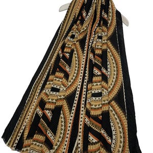 Black Aztec Print Scarf SHawl Wrap by Kuati Mayfair