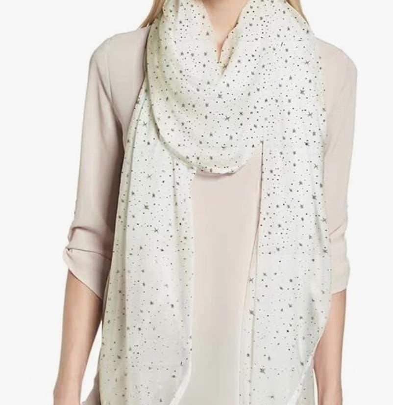 White Galaxy Stars Scarf SILVER Stars Shawl by Kuati Mayfair - Etsy