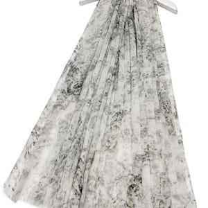 Grey Marble Ink Frayed Scarf Shawl Personalised Scarf by Kuati Mayfair
