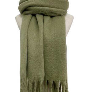 Khaki Green Blanket Scarf Winter Shawl Personalised Scarf by Kuati Mayfair