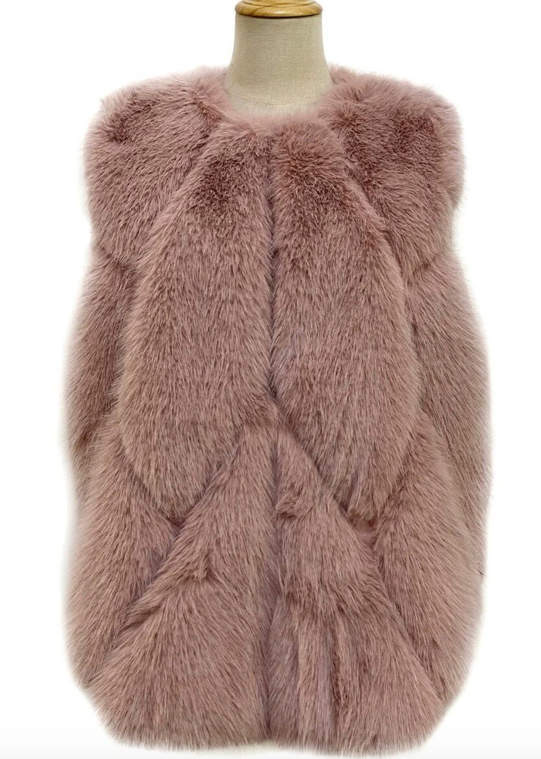 DUSKY PINK Plain Faux Fur Diamond Gilet Jacket Dusty Pink Fur - Etsy