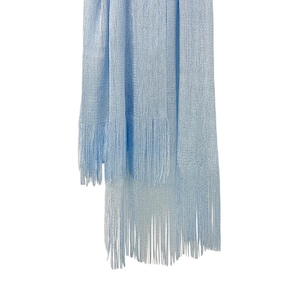 Light Blue Tassel Knit Scarf Shawl Wrap Occasion Evening Scarf by Kuati Mayfair