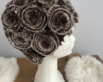 MFH Cappellino Invernale In Lana Oliva Con Pelliccia Di Coniglio Marrone, Taglia L, Caldo E Morbido - 2