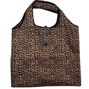 Sac cabas pliable marron à imprimé léopard de Kuati Mayfair