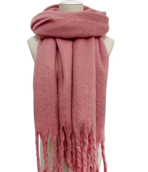 Dusky Pink Blanket Scarf Pink Thick Shawl Personalised Scarf by