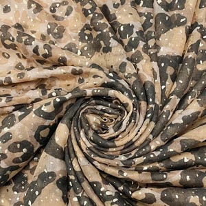 Animal Print Brown Foiled Leopard Print Camo Tassel Scarf Personalised by Kuati Mayfair