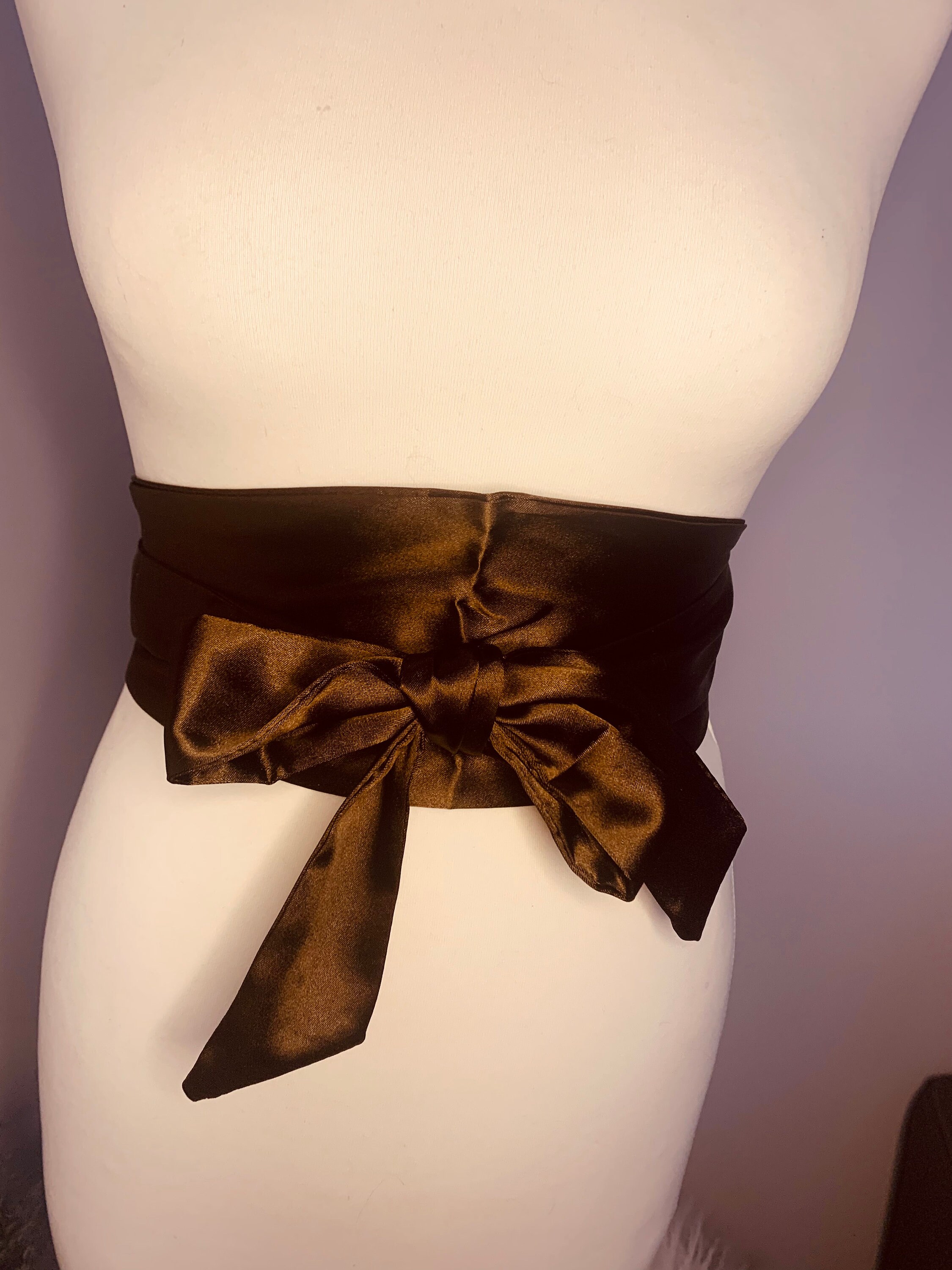 70s SILK SATIN BLACK OBI SASH TAPERED WAIST BAND BELT WHIMSYGOTH INSPIRED 78\