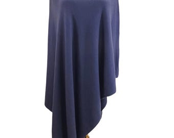 Poncho tipo capa de lana azul de Kuati Mayfair