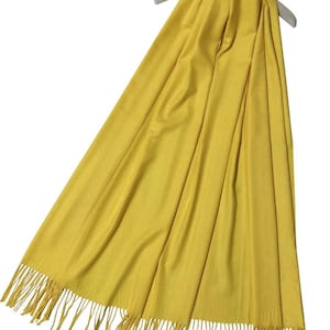 Yellow Cashmere Viscose Blend Pashmina Scarf Shawl Personalised by Kuati Mayfair