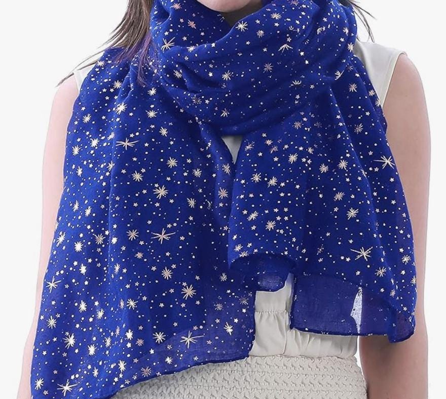 Royal Blue Galaxy Stars Scarf Gold Stars Shawl by Kuati Mayfair - Etsy